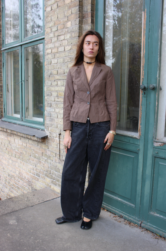 Figursyet blazer i brun