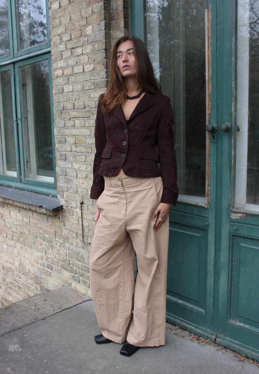 Figursyet blazer i brun