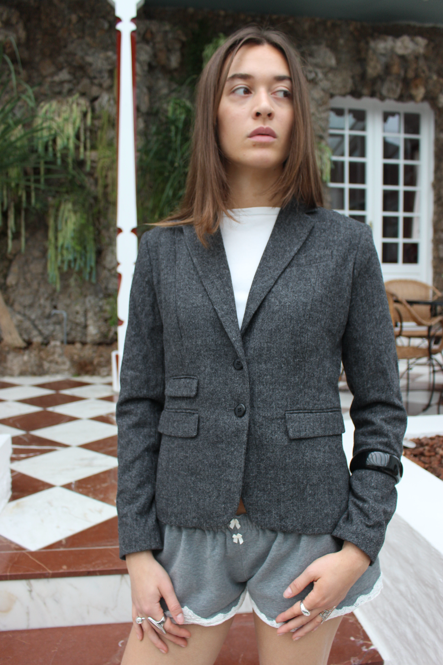 Figursyet blazer i uld