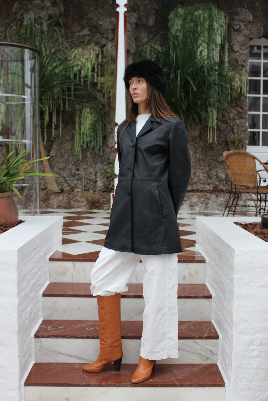 Lang læder blazer