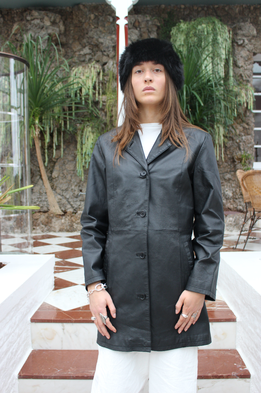 Lang læder blazer