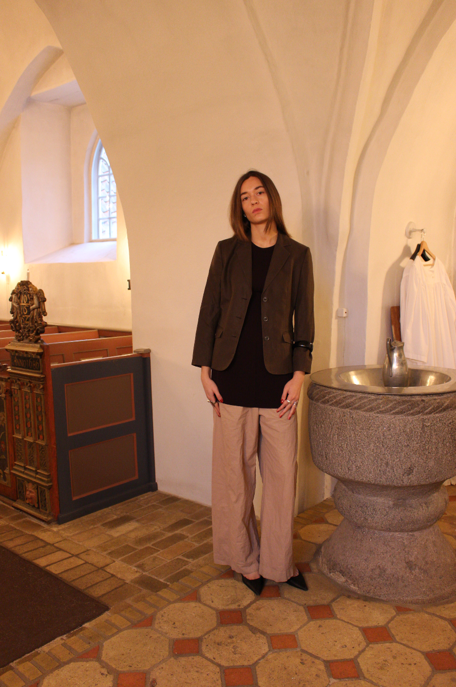 Figursyet blazer i brun