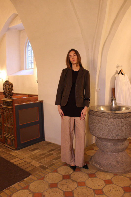 Figursyet blazer i brun