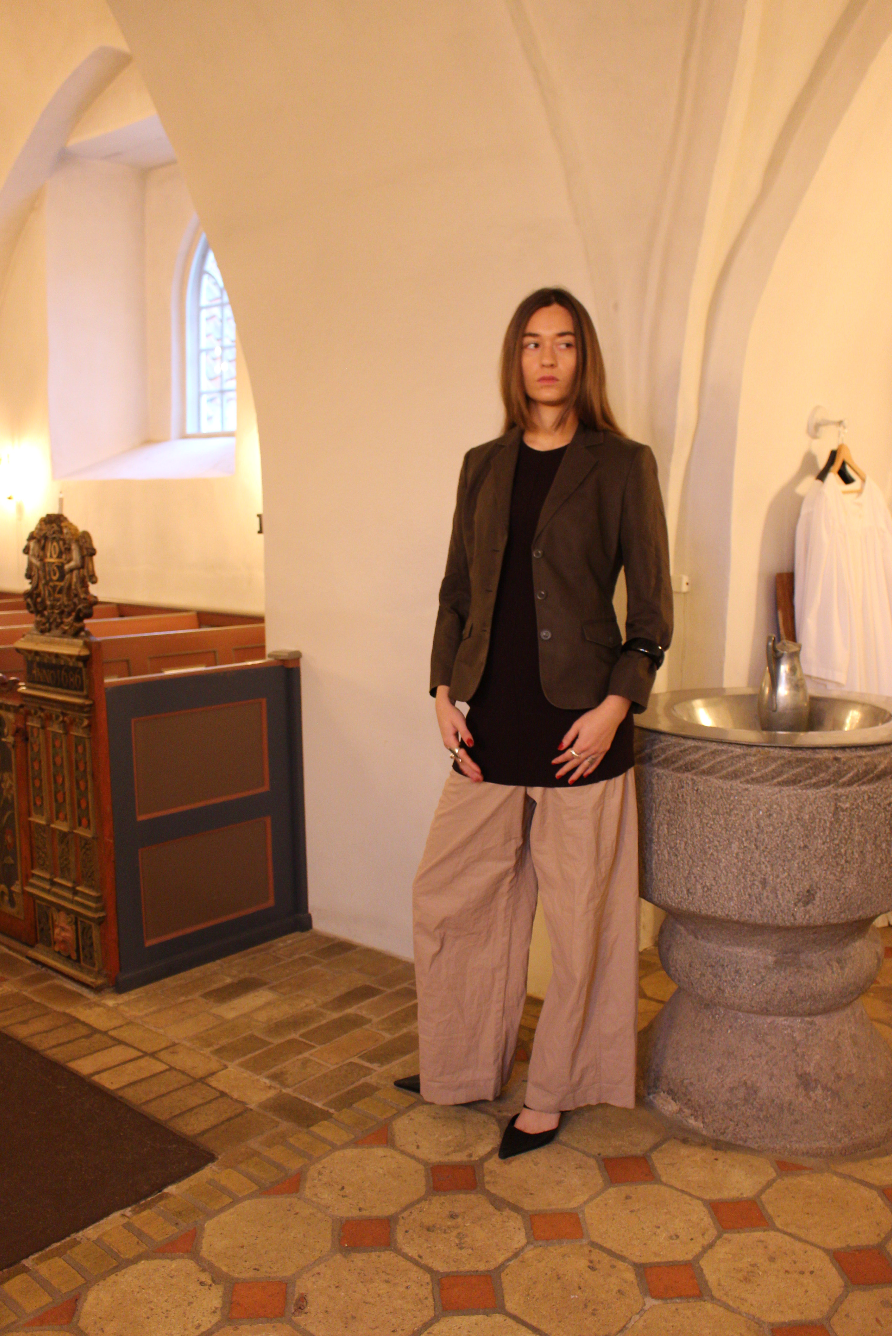 Figursyet blazer i brun