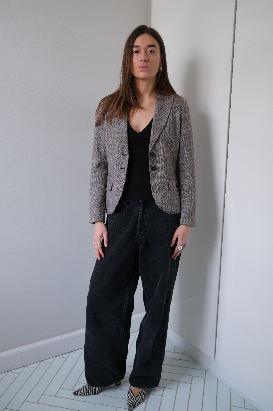 Figursyet blazer i uld