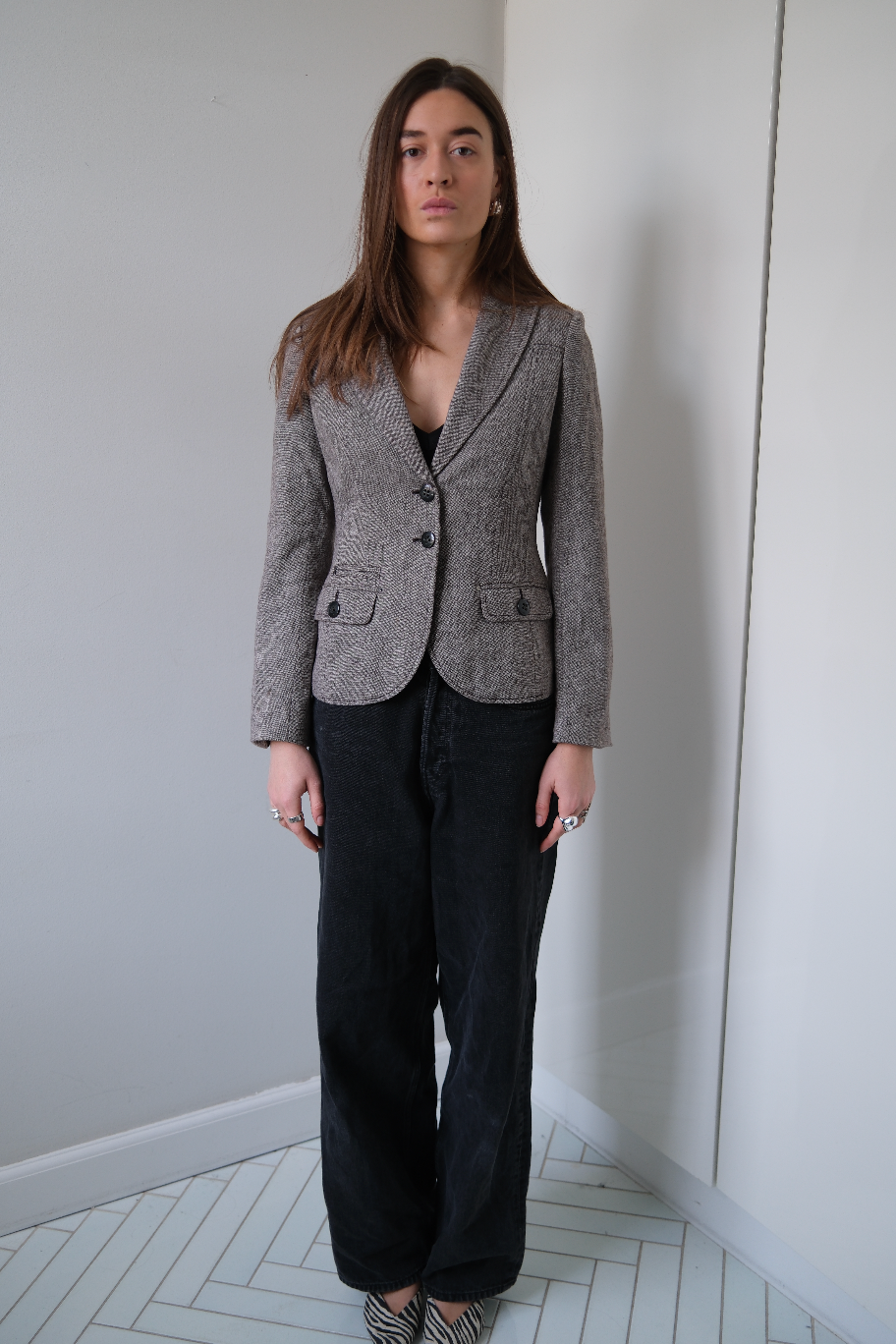 Figursyet blazer i uld