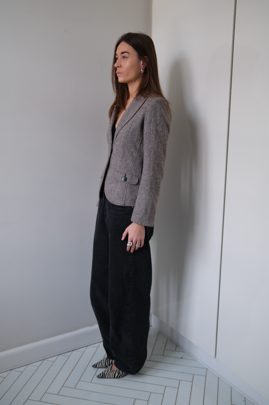 Figursyet blazer i uld